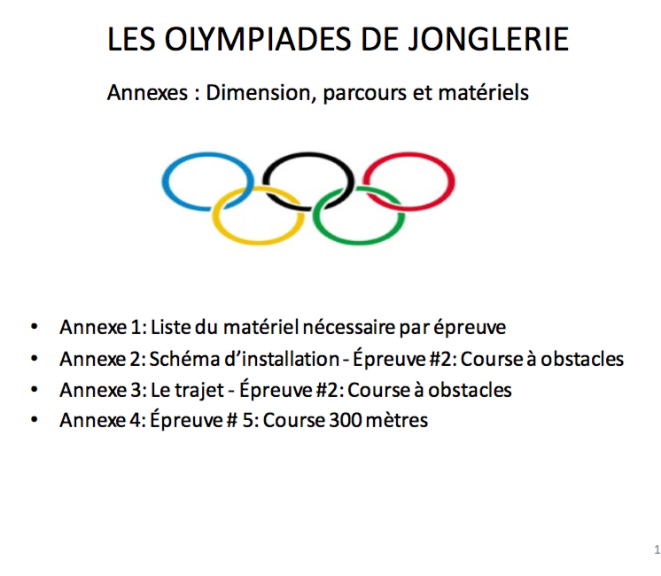 Annexe 1 règlement Olympiade de jonglerie